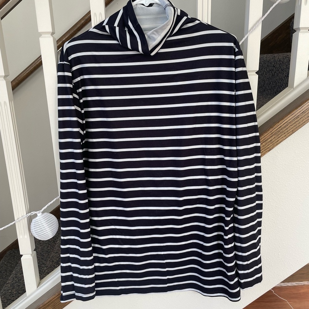 Shein Curve Black and White Striped Turtleneck | 0XL
